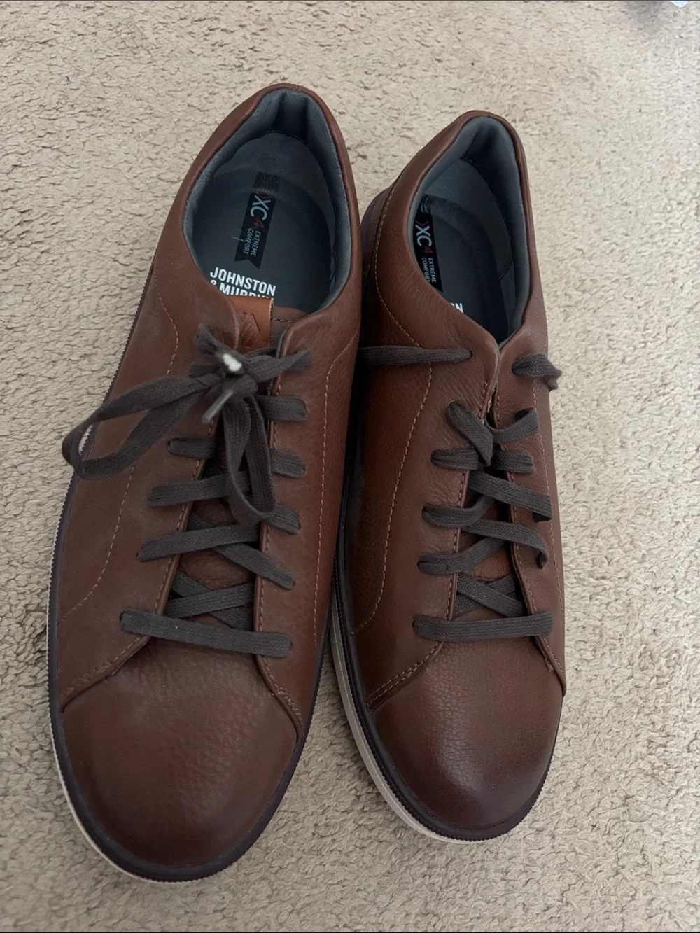 Johnston & Murphy Brown Leather Lace-Up Casual Sneakers